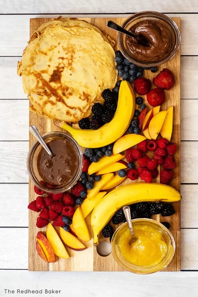 An overhead view of a crepe board