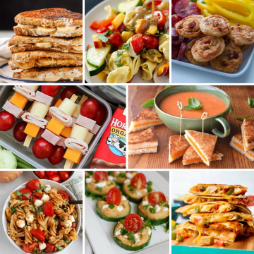 A collage of photos of kid-friendly lunch ideas