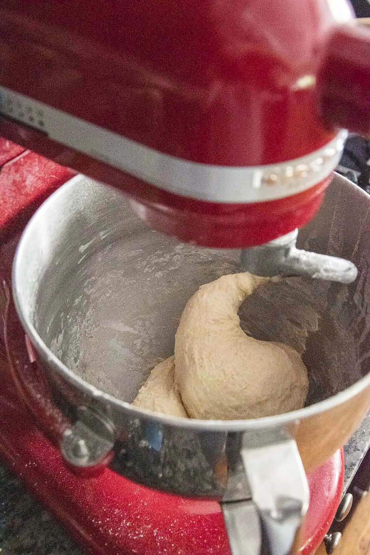 Pretzel dough at the end of kneading.