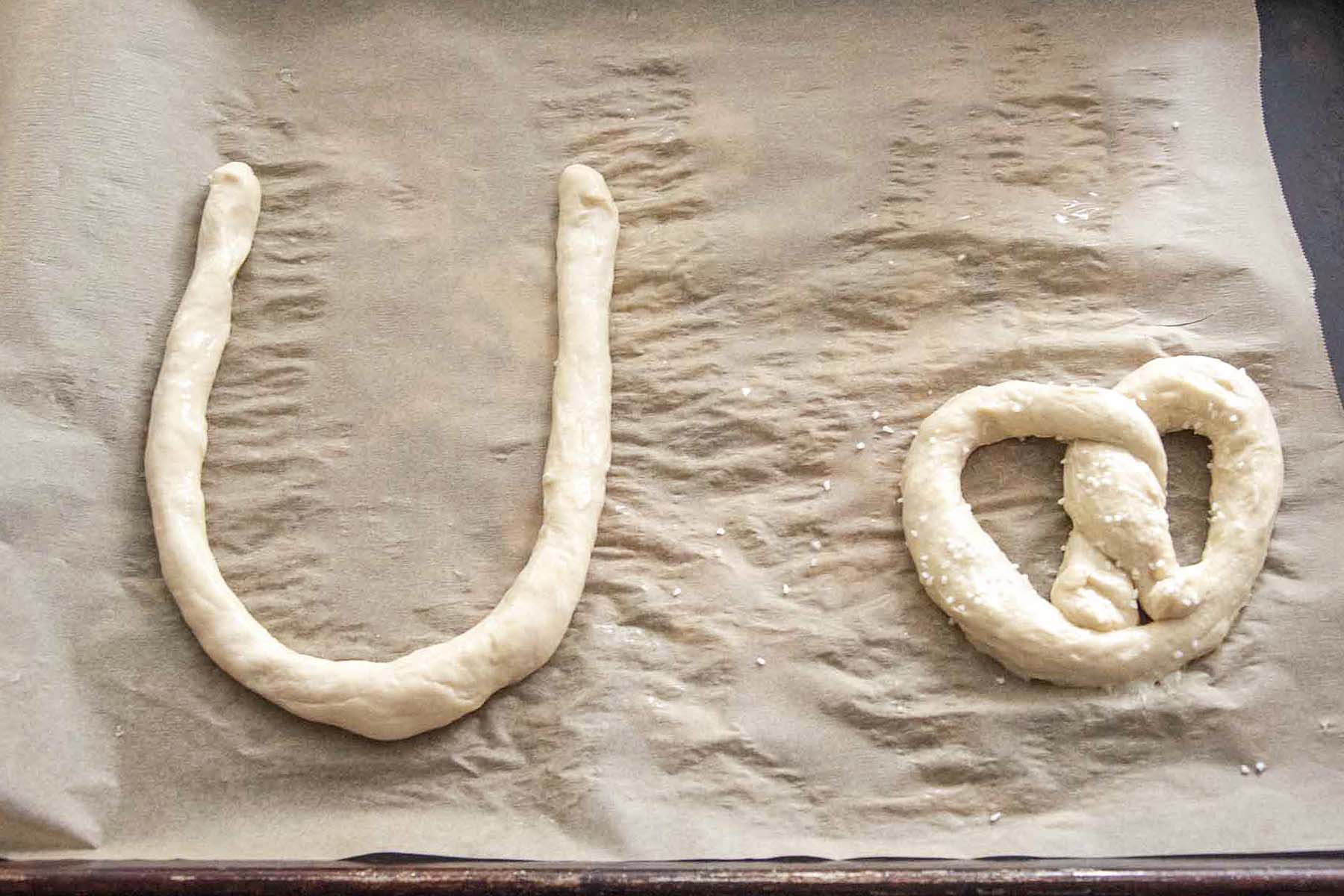 How to shape a soft pretzel: the U-shape