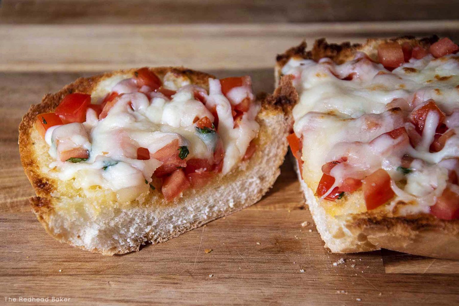 Cheesy Bruschetta Garlic Bread — The Redhead Baker
