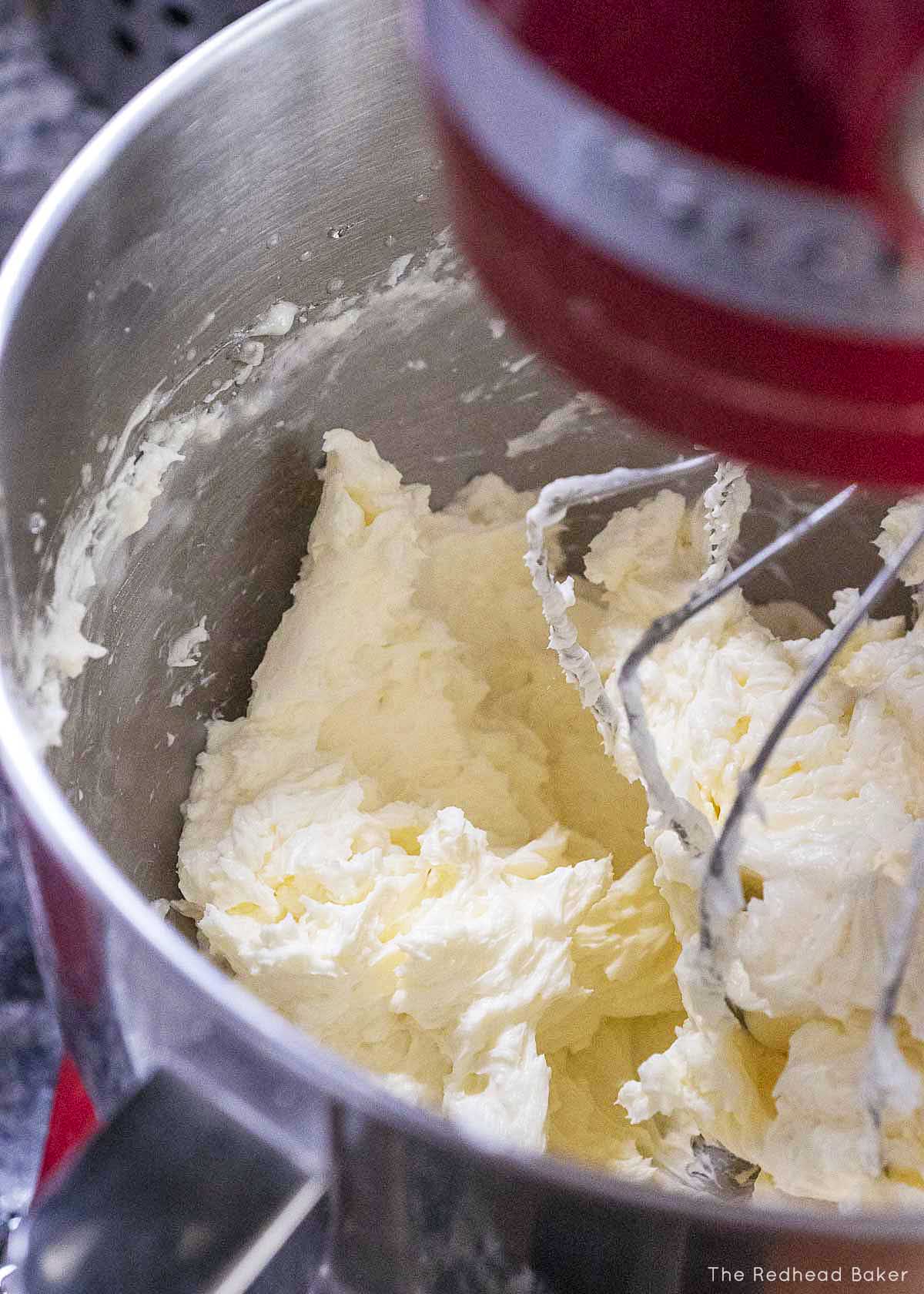 Smooth buttercream frosting. 